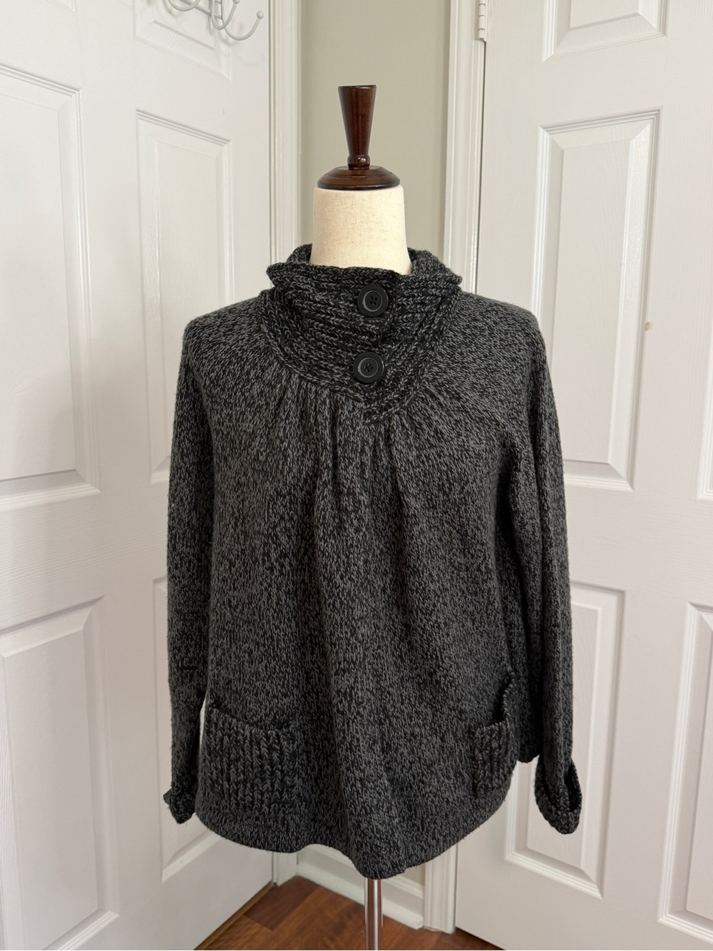 Apt. 9 Charcoal Button-Neck Knit Sweater Coat